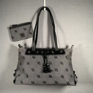 Vintage Dooney & Bourke Signature Satchel Shoulder Bag/Coin Purse Black & Gray